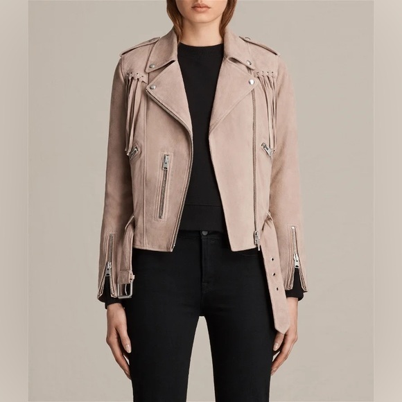 All Saints Balfern Suede Tassel Jacket in sz 8 - Picture 2 of 15